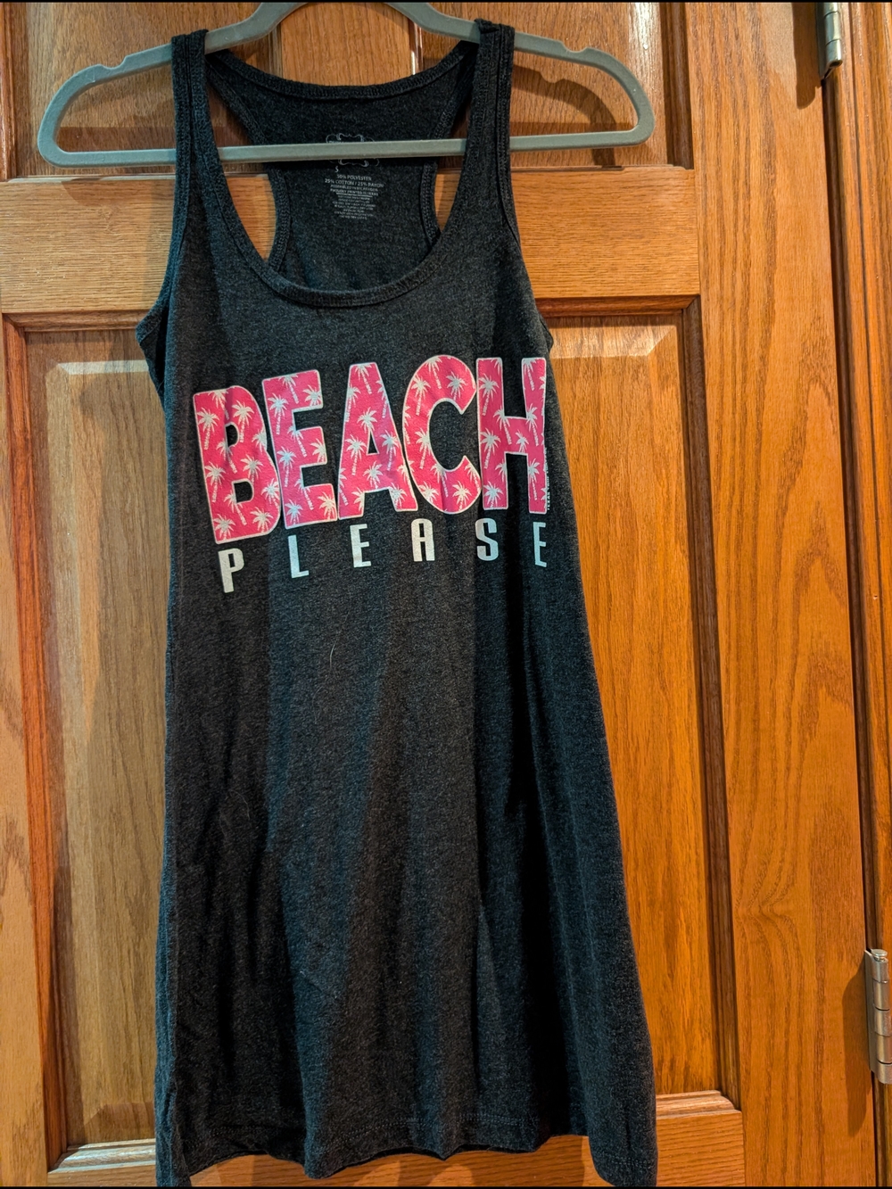 Black 'Beach Please' Women's Swim Coverup Tank Dress